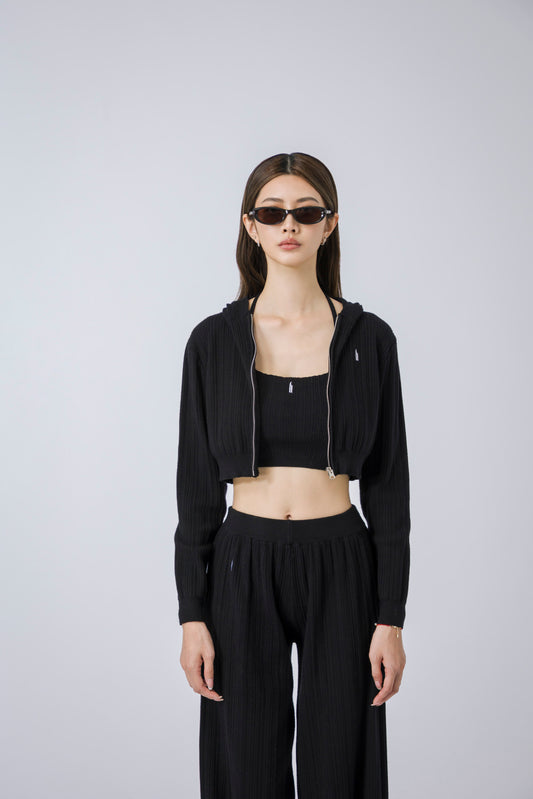 Ease Knit Cropped Zip Jacket